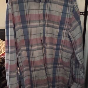 GAP Men's Casual Plaid Shirt - Blue and Pink